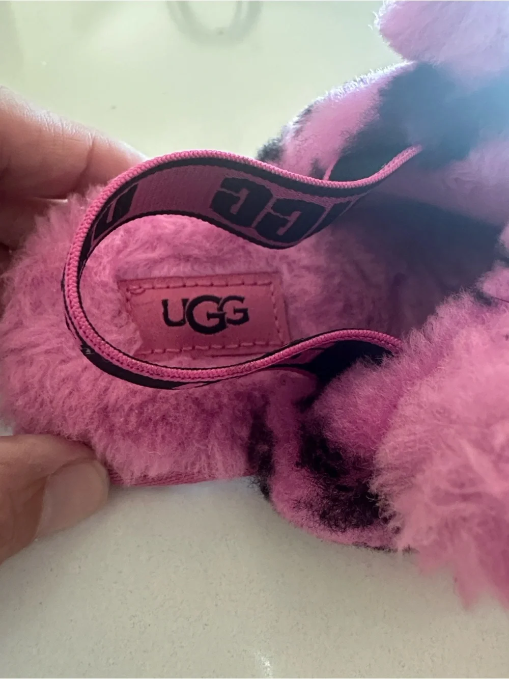 UGG Fluff Yeah Slides Toddler Size 7 Tiger Stuffie Pink Black